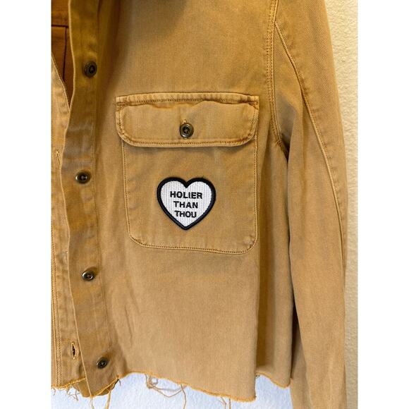 Madewell Brown Long Sleeve Cropped Button Down Blouse - Picture 3 of 9